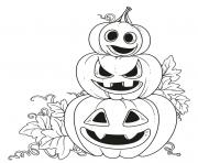 Coloriage trois citrouilles emotions diverses halloween