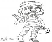 Coloriage halloween fille en costume de momie