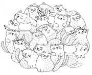 Coloriage une grosse boule de chats chatons et licorne adorable