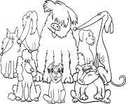 Coloriage une bande de chiens adorables maternelle