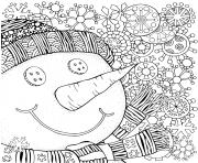 Coloriage bonhomme de neige pour adulte mandala zentangle