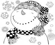 Coloriage souriant et apaiser sous les flocons de neiges