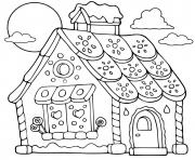 Coloriage paysage pain epice maison biscuit patisserie