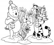 Coloriage Pooh Tigger Piglet with presents