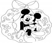 Coloriage Mickey sitting in wreath