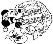 Coloriage Mickey Mouses wreath merry christmas