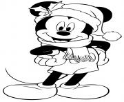 Coloriage Mickey wearing santa hat