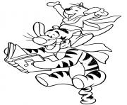 Coloriage Tigger Roo singing carols