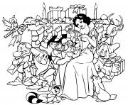 Coloriage Snow White dwarfs gift exchange