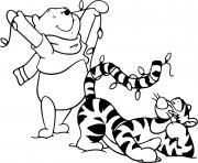 Coloriage Pooh and Tigger Christmas lights