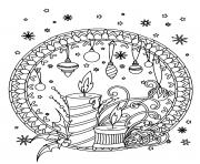 Coloriage bougie et decorations de noel mandala