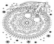 Coloriage flocon et decorations de noel mandala