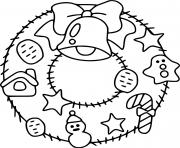 Coloriage couronne gurilande de noel facile pour maternelle