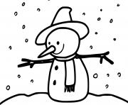 Coloriage bonhomme de neige maternelle avec des flocons