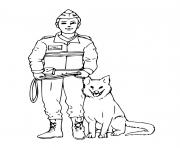 Coloriage chien policier et officier