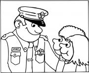 Coloriage policier et deux enfants