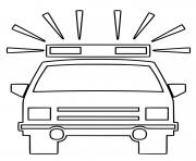 Coloriage devant de voiture de police avec gyrophare allumee