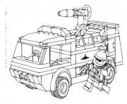 Coloriage lego camion de pompiers