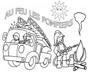 Coloriage au feu les pompiers