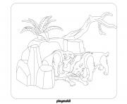 Coloriage playmobil la prehistoire avec animaux