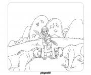 Coloriage playmobil la prehistoire contre les animaux