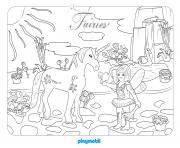 Coloriage playmobil fee et licorne