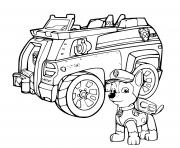 Coloriage police pat patrouille avec son vehicule