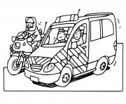 Coloriage voiture de police france avec moto de police