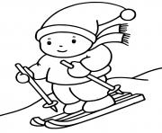 Coloriage un enfant fait du ski sport dhiver