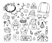 Coloriage icones de noel sapin hiver decembre decorations