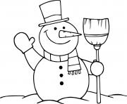 Coloriage bonhomme de neige au froid hibernation