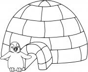 Coloriage igloo maternelle abri en bloc de neige habitation hivernale