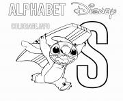 Coloriage Lettre S pour Stitch