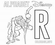 Coloriage Lettre R pour Rafiki Lion King