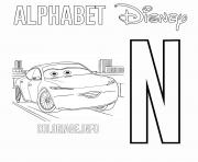 Coloriage Lettre N pour Natalie Certain de Cars