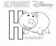 Coloriage Lettre H pour Hamm de Toy Story