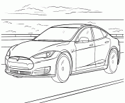 Coloriage tesla model s automobile electrique