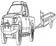 Coloriage voiture 4x4 avec remorque