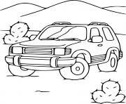 Coloriage voiture 4x4 dans le desert