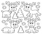 Coloriage adorable renne de noel