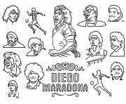 Coloriage diego maradona legende du football