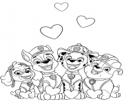 Coloriage Pat Patrouille Saint Valentin avec des coeurs