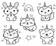 Coloriage chat en mo de licorne kawaii chaton