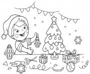 Coloriage enfant prepare decoration de noel maternelle