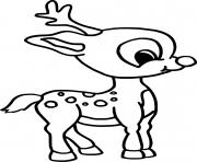 Coloriage renne de noel bambi simple facile