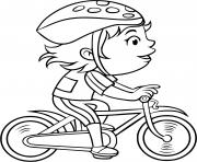 Coloriage une fille pedale a pleine vitesse sur son velo