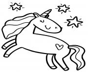 Coloriage licorne avec des etoiles pour enfants prescolaire