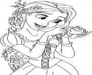 Coloriage Raiponce est une princesse fille unique du roi et de la reine de son royaume