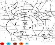 Coloriage magique bonhomme de neige noel chiffre numero