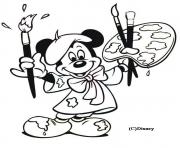 Coloriage Mickey est un peintre